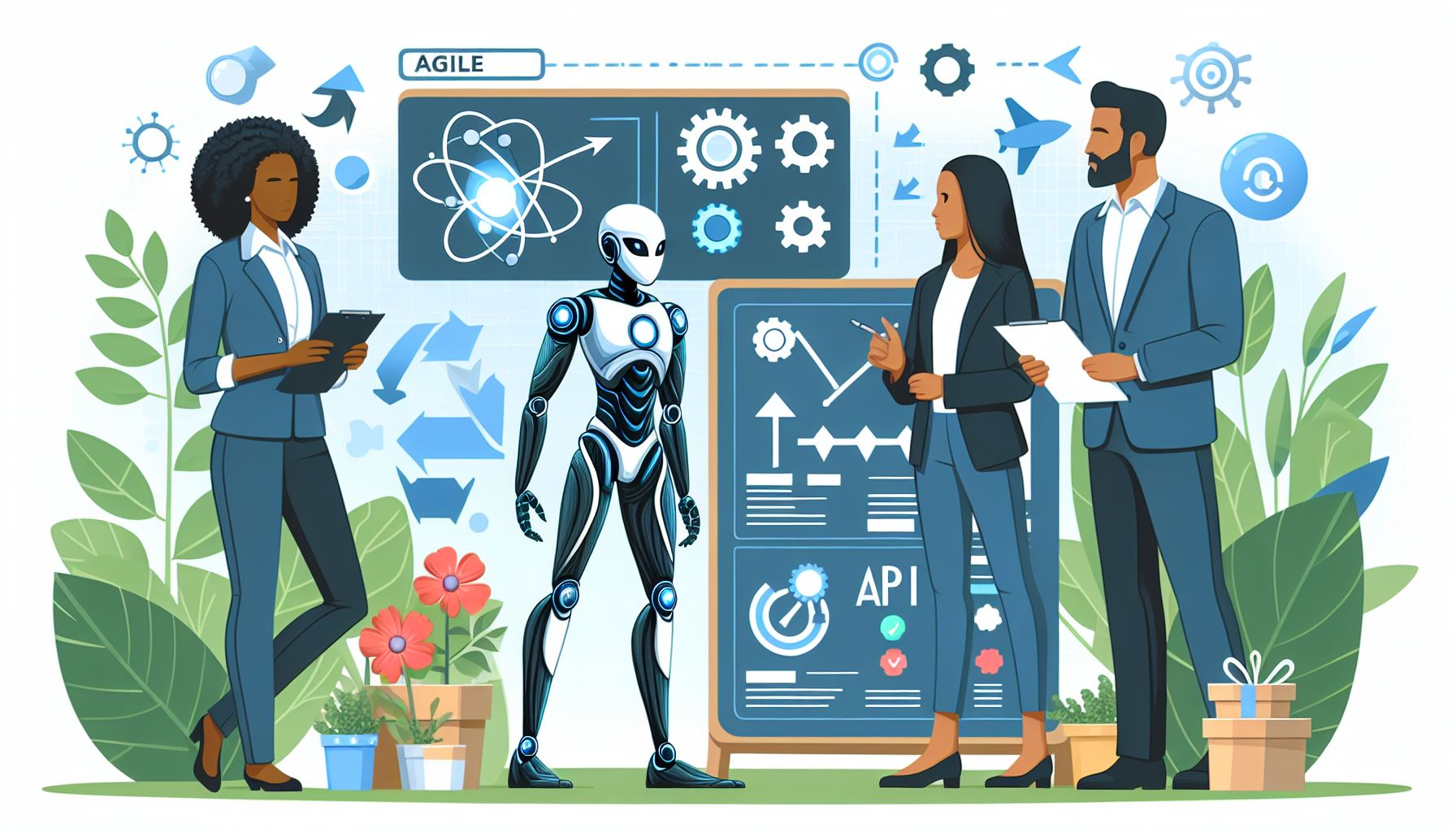 Project team using artificial intelligence within an Agile project-management workflow